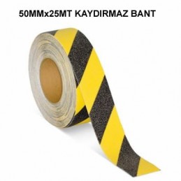 Kaydırmaz Bant 25 Metre  sarı siyah 50mmx25mm