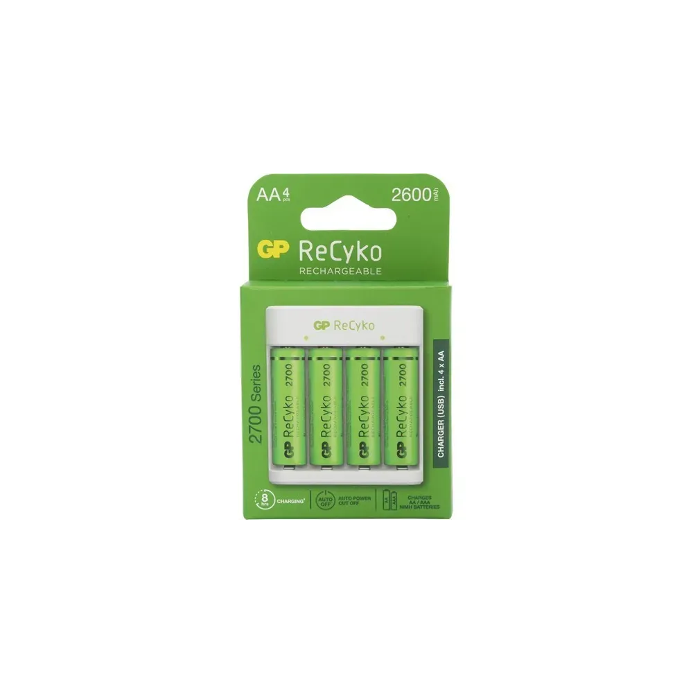 Gp Recyko E411 USB Aa-Aaa Şarj Cihazı Gp Recyko 2700 Serisi Aa Kalem Pil 4'lü