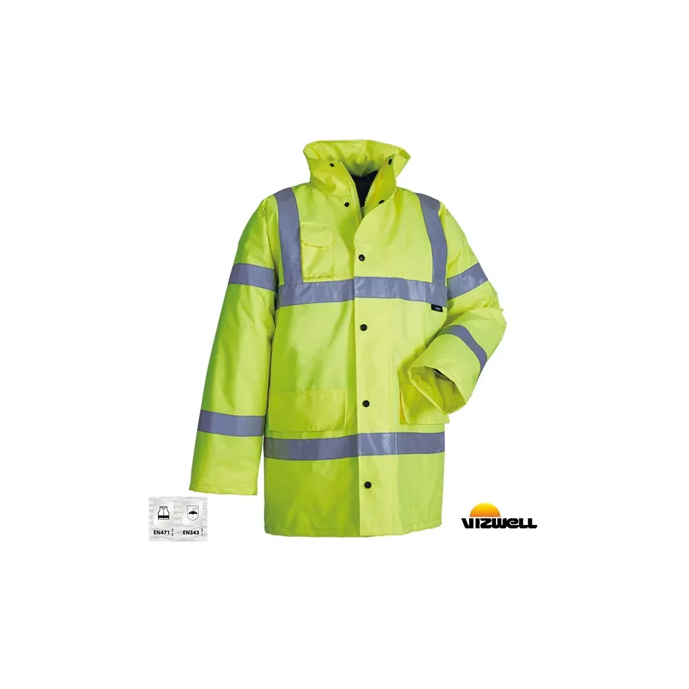 Vizwell VWJK01 300 D Sarı Oxford Reflektörlü İçi Kapitoneli Parka