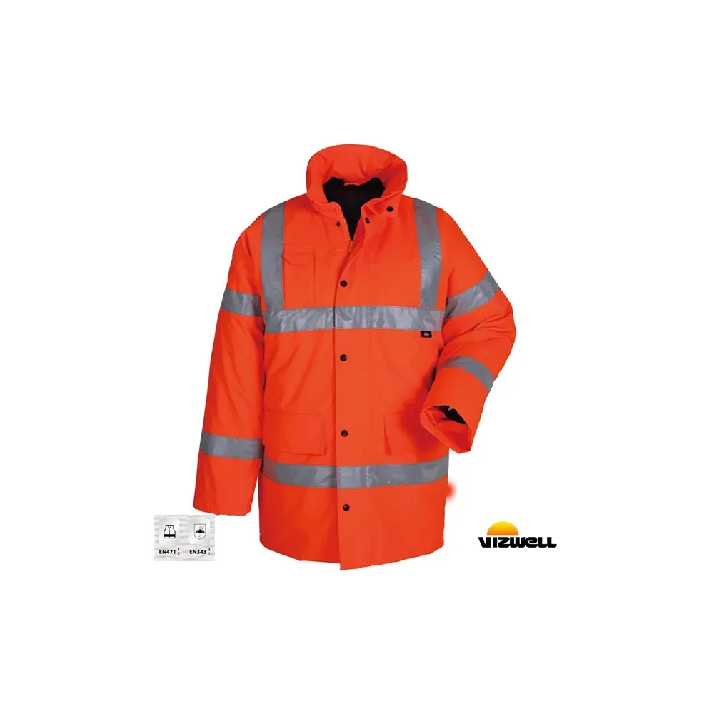 Vizwell VWJK01 300 D Turuncu Oxford Reflektörlü İçi Kapitoneli Parka