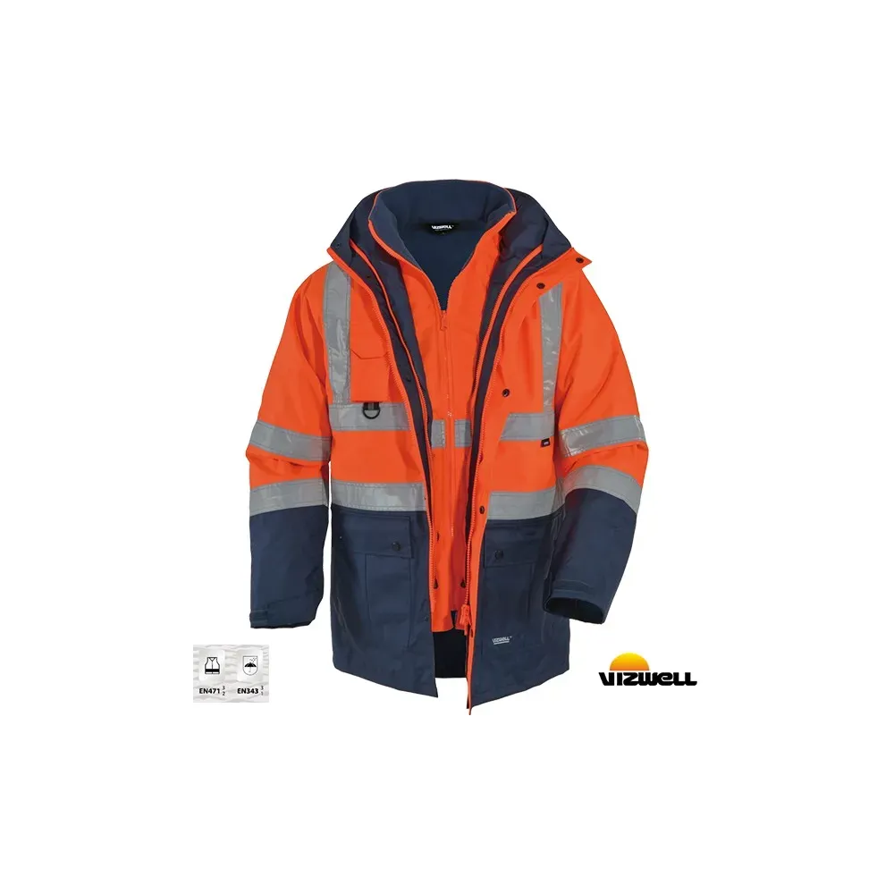 Vizwell VWJK44 300 D Turuncu Oxford 51 Reflektörlü Parka 5 Farklı Kullanım