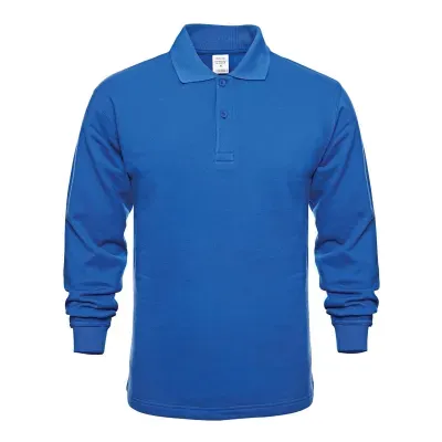 Polo Yaka Mavi Sweatshirt