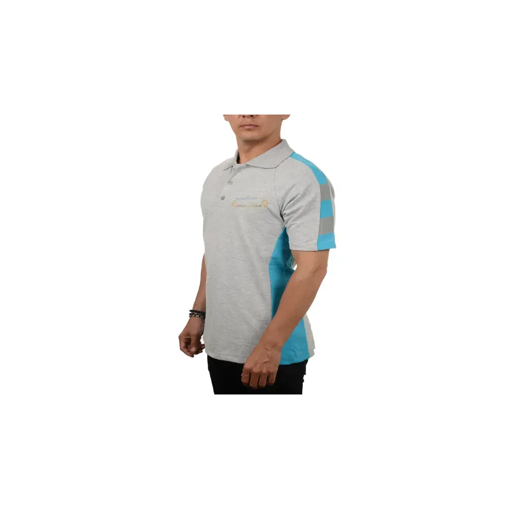 Polo Yaka Turkuaz Çift Renk Reflektörlü T-shirt