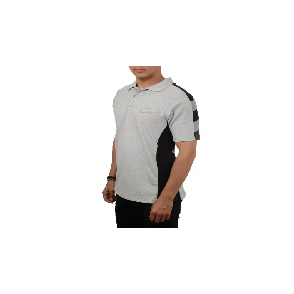 Polo Yaka Siyah Çift Renk Reflektörlü T-shirt