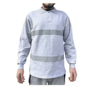 Reflektörlü Gri Şarfonlu Sweatshirt