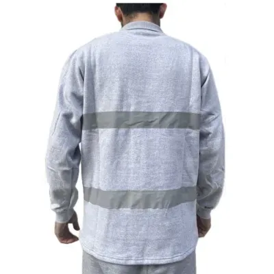 Reflektörlü Gri Şarfonlu Sweatshirt