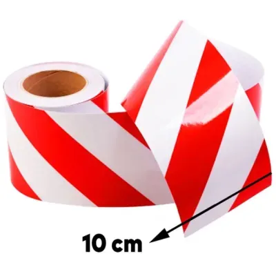 Kırmızı Beyaz Çift Renk Reflektif Bant 100mm x 46mt