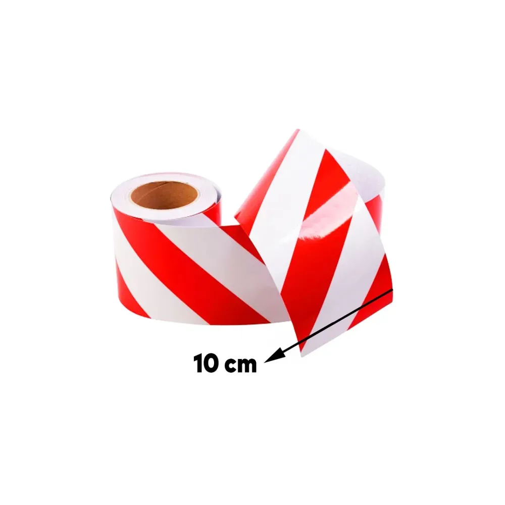 Kırmızı Beyaz Çift Renk Reflektif Bant 100mm x 46mt