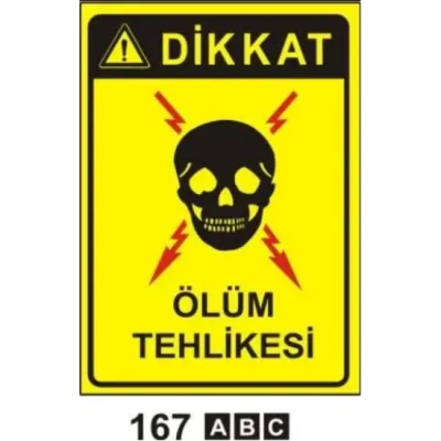 Dikkat Ölüm Tehlikesi Uyarı ikaz Levhası