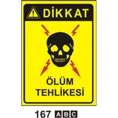 Dikkat Ölüm Tehlikesi Uyarı ikaz Levhası