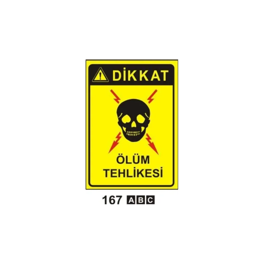 Dikkat Ölüm Tehlikesi Uyarı ikaz Levhası